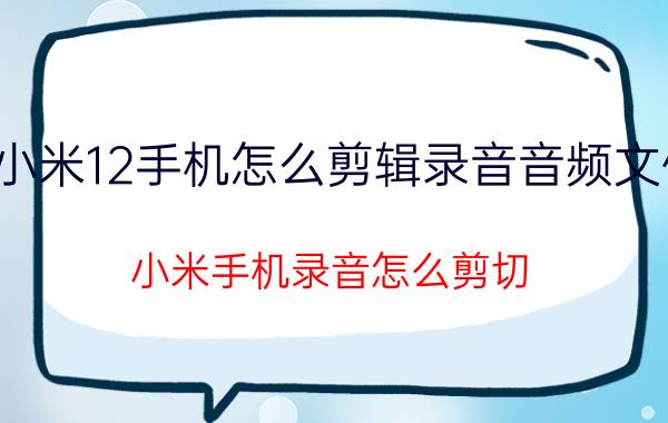 小米12手机怎么剪辑录音音频文件 小米手机录音怎么剪切？